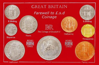 Farewell to £.s.d (Pre-Decimal) Coin Set - 9 coins