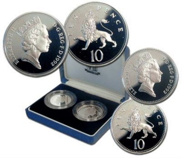 Picture of Elizabeth II, 10 Pence (Large & Small) 1992 Proof Sterling Silver Pair