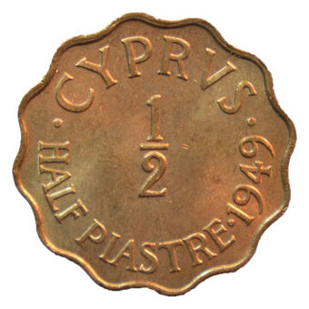 Picture of Cyprus, 1/2 Piastres, George VI, 1949