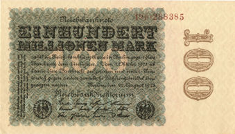 Picture of Germany, 100 Million Marks, 1923, UNC