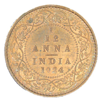 Picture of India, George V,  1/12th Anna Uncirculated, 1924