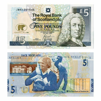 Picture of Royal Bank of Scotland 'Golf' £5 note. Uncirculated