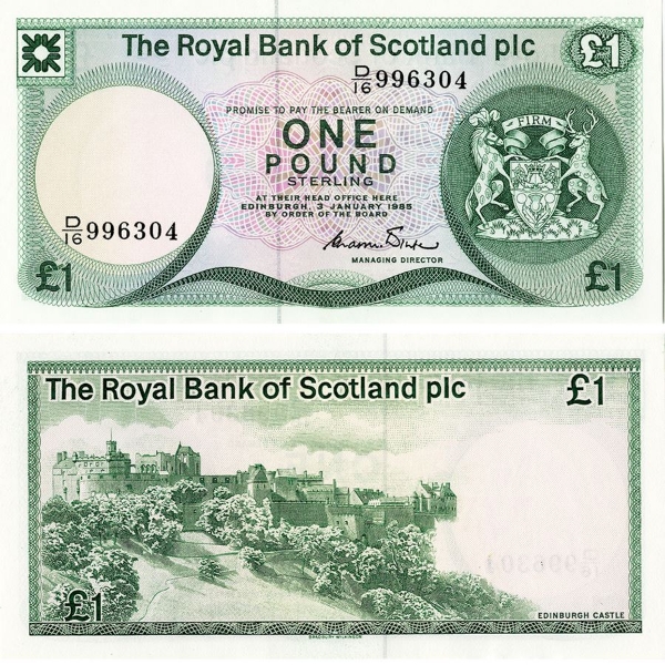 Picture of Royal Bank of Scotland plc, £1, 1982-1986. UNC