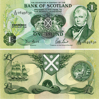 Picture of Bank of Scotland, £1, 1988 (P111)
