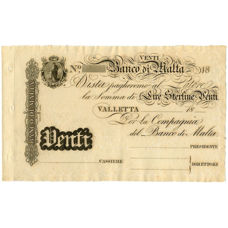 Picture of Malta, Rare unissued 20 Lire Sterline notes. UNC