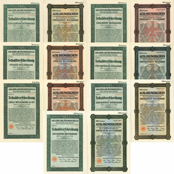 Picture of Fantastic Collection of 7 different German Bonds