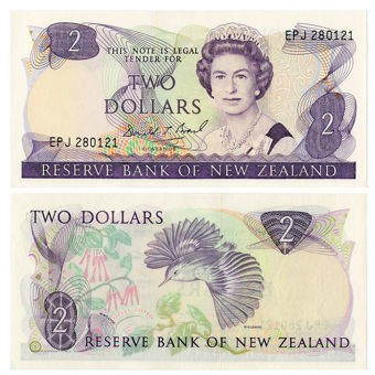 Picture of New Zealand, Paper 2 dollars (P170c). Crisp UNC