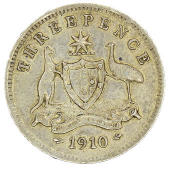 Picture of Australia, Edward VII, threepence 1910, Very Fine