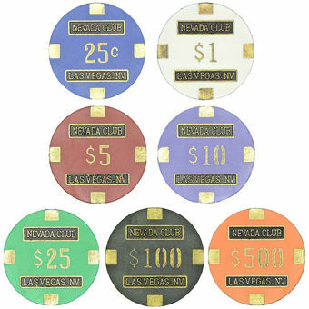 Picture of Set of 7 Casino Chips from Nevada Club, Las Vegas