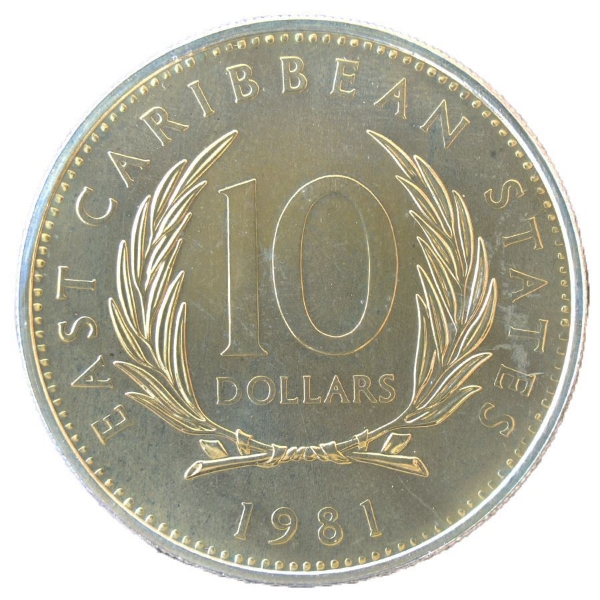 Picture of East Caribbean States, $10 commemorative, 1981. BU Prooflike