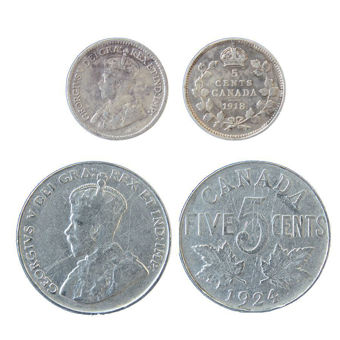 Canada, George V, Silver & Nickel 5 Cents