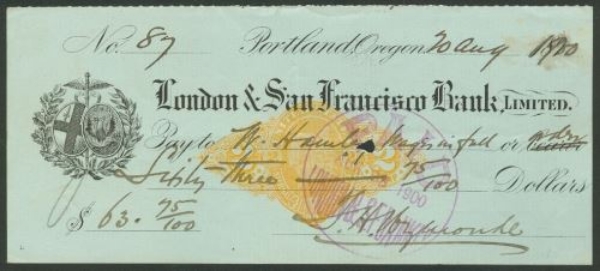 Picture of Portland, Oregon, London & San Francisco Bank, Ltd., 18(900)