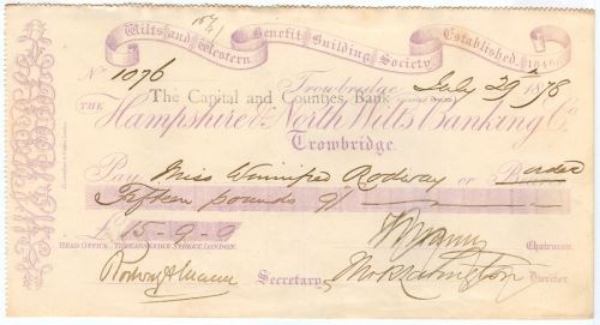 Picture of Capital & Counties Bank, Ltd., ovptd on Hampshire & North Wilts, Trowbridge, 18(78)