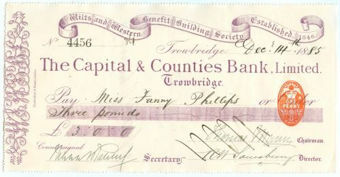 Picture of Capital & Counties Bank, Trowbridge, 1880's, special printing, Wilts and Western Bldg Soc.