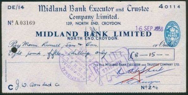 Picture of Midland Bank Ltd., 139 North End Croydon, 19(58), special printing 
