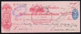 Picture of Union Bank of Scotland Ltd., Aberdeen, Holburn Branch, Red underprint 19(44)