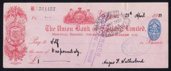 Picture of Union Bank of Scotland Ltd., Glasgow, Maryhill Branch, 19(33)