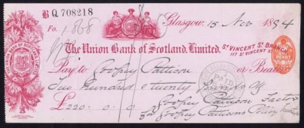 Picture of Union Bank of Scotland Ltd., Glasgow, St. Vincent Street Branch, 18(94)