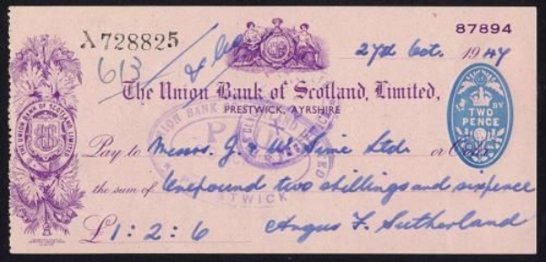 Picture of Union Bank of Scotland Ltd., Prestwick, 19(47)