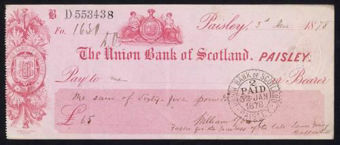 Picture of Union Bank of Scotland, Paisley, 18(77)
