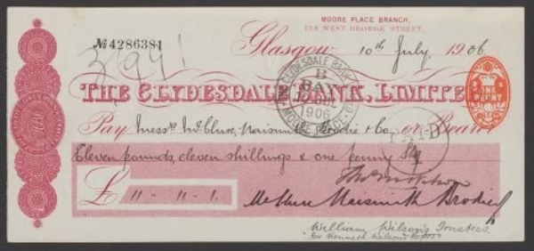 Picture of Clydesdale Bank, Ltd., Glasgow, Moore Place Branch, 19(06)