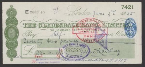 Picture of Clydesdale Bank, Ltd., London, 30 Lombard St., 19(35)