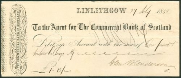 Picture of Agent for The Commercial Bank of Scotland, Linlithgow, 18(58)