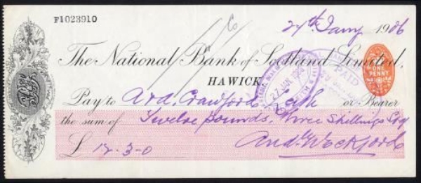 Picture of National Bank of Scotland Ltd., Hawick, 19(06), branch name under bank title