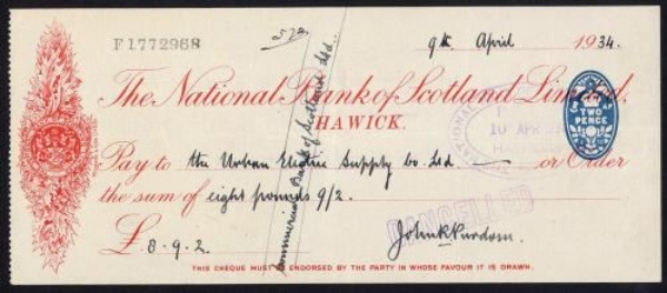 Picture of National Bank of Scotland Ltd., Hawick, 19(34),  branch name under bank title
