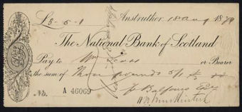 Picture of National Bank of Scotland, Anstruther, 18(79), imprint at lower edge, vertical