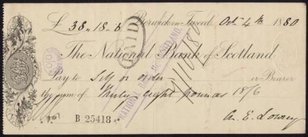 Picture of National Bank of Scotland, Berwick on Tweed, 18(80), imprint in centre