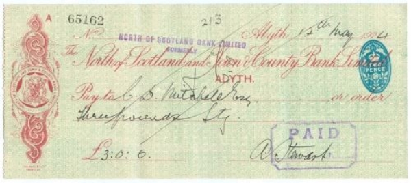Picture of North of Scotland Bank Ltd ovptd on N. of Scotland Town & County , Alyth, 192(4)