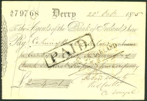 Picture of Agents of the Bank of Ireland, Derry, 18(75)