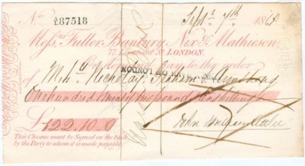 Picture of Messrs Fuller, Banbury, Nix & Mathieson, 77 Lombard Street, 18(68)
