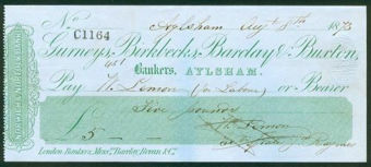 Picture of Gurneys, Birkbecks, Barclay & Buxton, Aylesham, 18(74), Norwich & Norfolk Bank, Type 1a