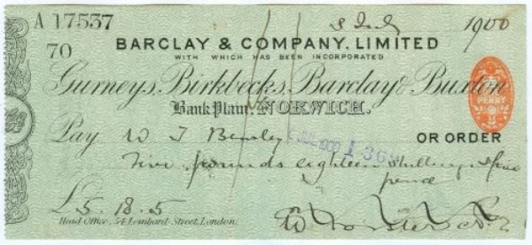 Picture of Bank Plain,  Norwich, Gurneys, Birkbecks, Barclay & Buxton, 1(900), OTG 7.12var2