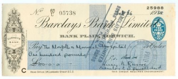 Picture of Bank Plain, Norwich, Gurneys Bank, 19(38) OTG 103.12d variety