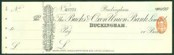 Picture of Bucks & Oxon Union Bank, Ltd., Buckingham, 18-- overprinted 190(0)