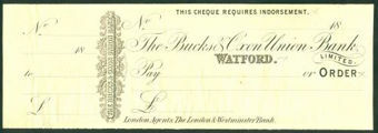 Picture of Bucks & Oxon Union Bank, Perkins Bacon Printer's Proof, Watford, circa 1870