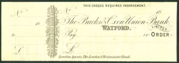 Picture of Bucks & Oxon Union Bank, Perkins Bacon Printer's Proof, Watford, circa 1870