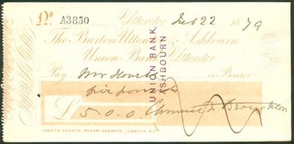 Picture of Burton, Uttoxeter and Ashbourn Union Bank,  Uttoxeter, 18(79)