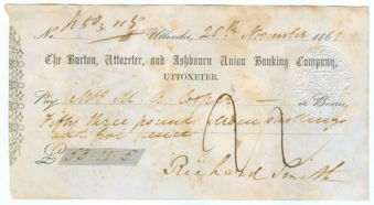 Picture of Burton, Uttoxeter and Ashbourn Union Banking Co, Uttoxeter, 186(1)