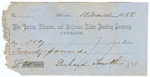 Picture of Burton, Uttoxeter, and Ashbourn Union Banking Co., Uttoxeter, 18(58)