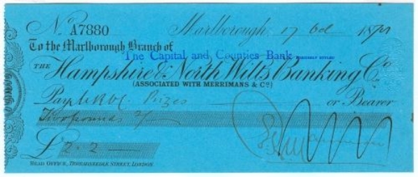 Picture of Capital & Counties Bank, Ltd., ovptd on Hampshire & North Wilts, Marlborough,18(78)