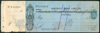 Picture of District Bank Ltd, ovptd on Manchester & Liverpool District Banking Co. Ltd., Stafford, 19(27)