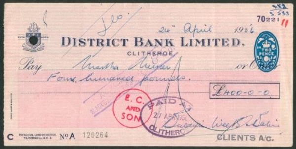 Picture of District Bank Ltd., Clitheroe, 19(56)