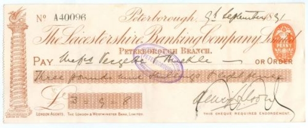 Picture of Leicestershire Banking Company Limited, Peterborough, 18(91)