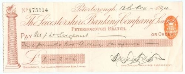 Picture of Leicestershire Banking Company Limited, Peterborough, 18(94)