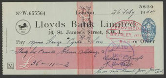Picture of Lloyds Bank Ltd., 16 St. James's Street, S.W.1, 19(34), Type 17a