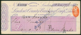 Picture of London & County Banking Co. Ltd., Aldersgate St., 18(98)